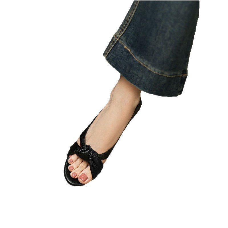 Damen elegante Knöchelriemen-Sandalen mit Schleifenverzierung R&B