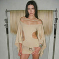 Damen elegantes Oversized Kleid mit transparenten Einschnitten und R&Brnem Design R&B
