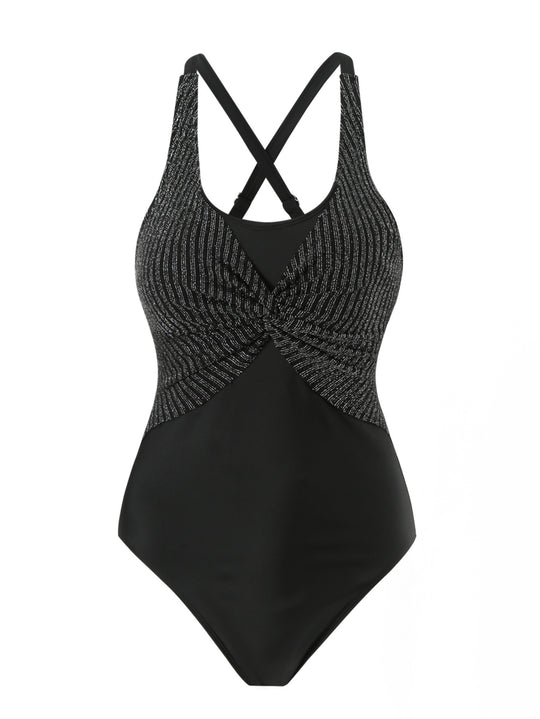 Damen Sportlicher Einteiler Badeanzug mit stilvollem Wickel-Design R&B
