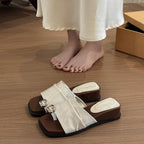 Damen elegante Slip-On Sandalen mit modischen Schnallen R&B
