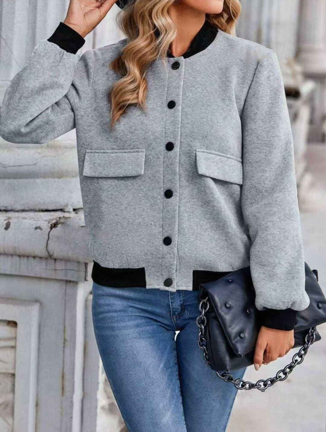 R&B | Damen Freizeit-Bomberjacke mit Farbblockierung