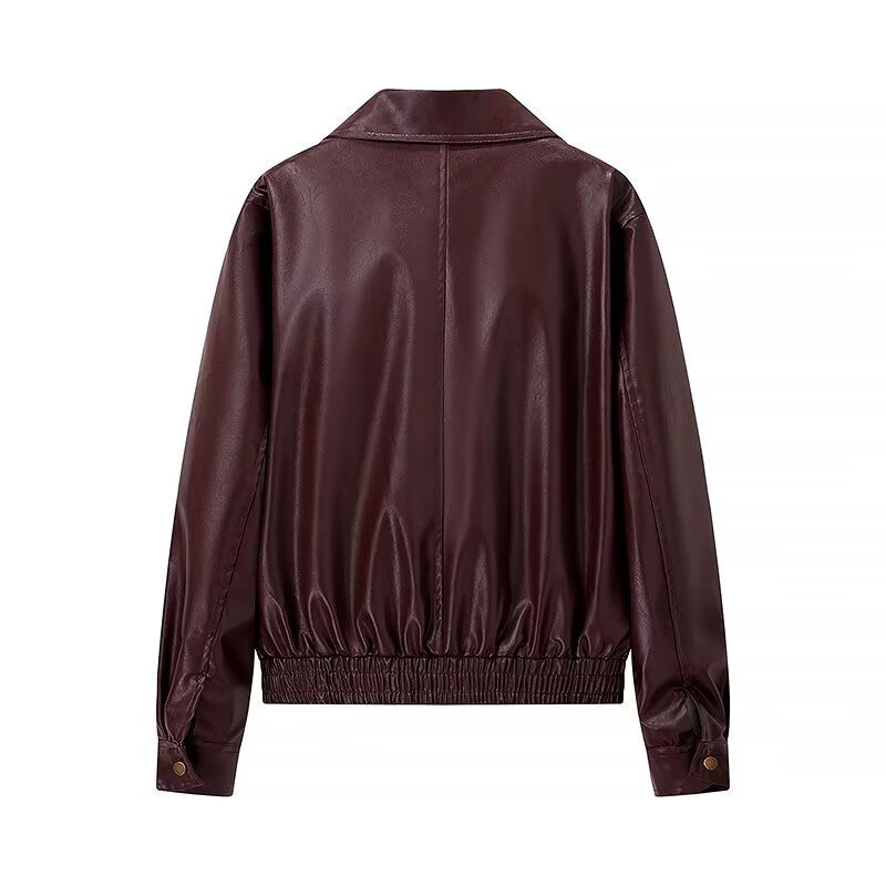 Damen Kunstleder-Shortjacke mit stylischem Reißverschluss R&B