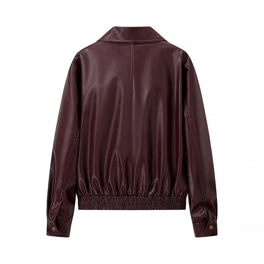 Damen Kunstleder-Shortjacke mit stylischem Reißverschluss R&B