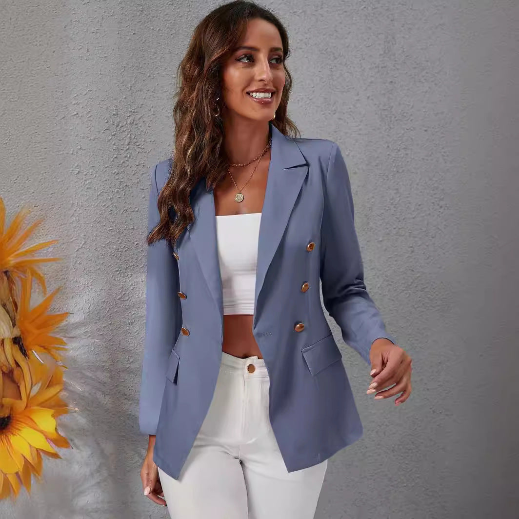 Damen eleganter Blazer mit doppelter Knopfleiste und seitlichen Taschen R&B