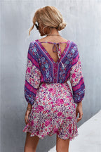 Damen Sommerliches Blusenkleid mit auffälligem floralen Muster und eleganten Puffärmeln R&B