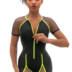 Damen Sportlicher Schwimmanzug mit Netzdetails
