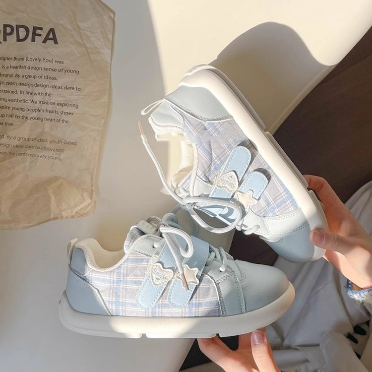 Damen Sneakers mit Karo-Muster und komfortablem Klettverschluss R&B