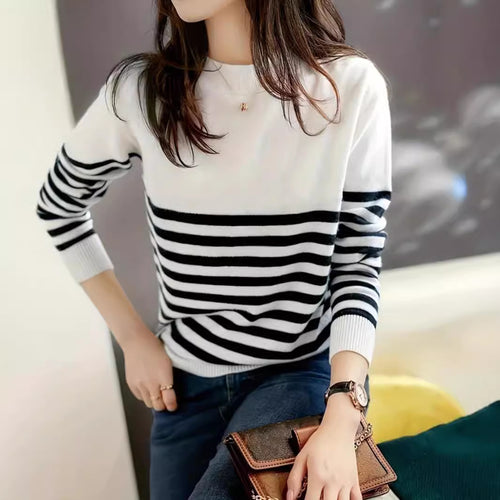 Damen gestreifter Pullover R&B