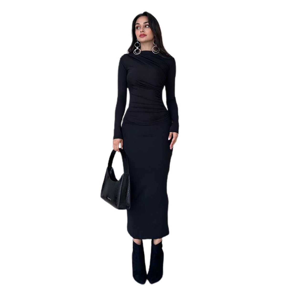 Damen Elegantes, figurbetontes Maxikleid mit innovativem Drapé R&B