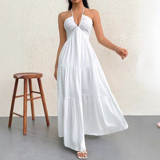 Damen Maxikleid mit schulterfreiem Design und legere Rüschendetails R&B