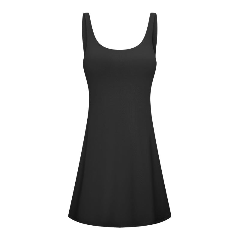 Damen Freizeitkleid mit tiefem Rundhalsausschnitt und schwingender Silhouette R&B
