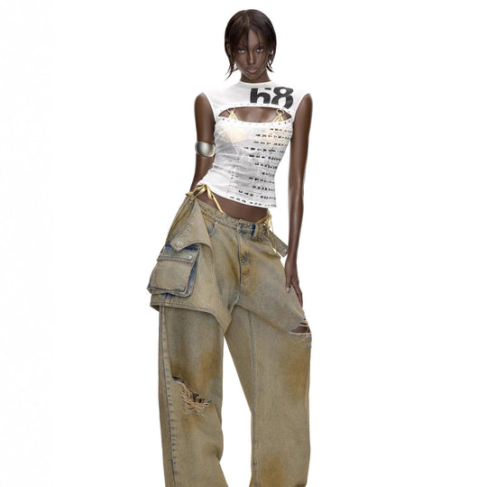 Damen Kreatives Tank-Top mit Grafischem Druck R&B