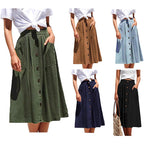 Damen Midi-Rock mit Knopfleiste und praktischen Taschen R&B