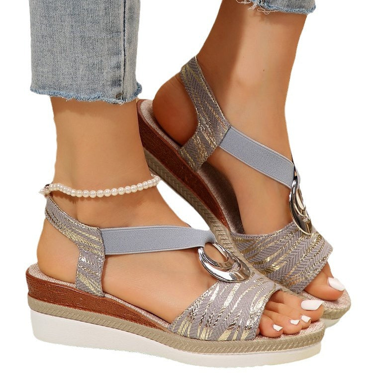 Damen Wedge-Sandalen mit modischem Riemendesign und komfortablem Fußbett R&B