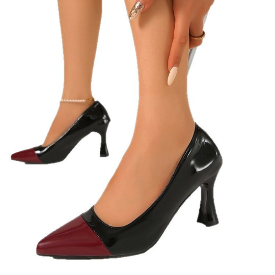 Damen Elegante Hochglanz-Pumps mit kontrastierendem Zehenbereich R&B