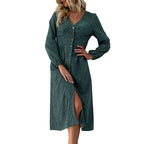 Damen Hemdkleid mit elegantem V-Ausschnitt und Knopfdetails R&B