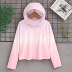 Damen nan ultraleichte Sonnenschutz-Hoodie mit Ombre-Verlauf und kurzem Schnitt R&B
