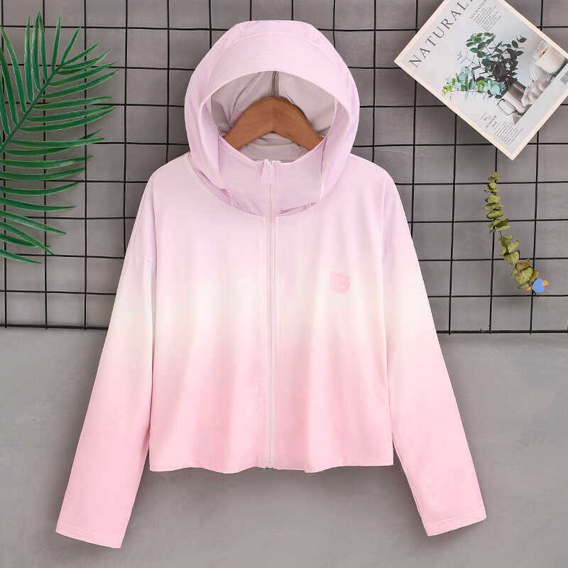 Damen nan ultraleichte Sonnenschutz-Hoodie mit Ombre-Verlauf und kurzem Schnitt R&B