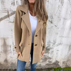 Damen Modischer Oversized-Mantel mit modernen Knopfdetails R&B