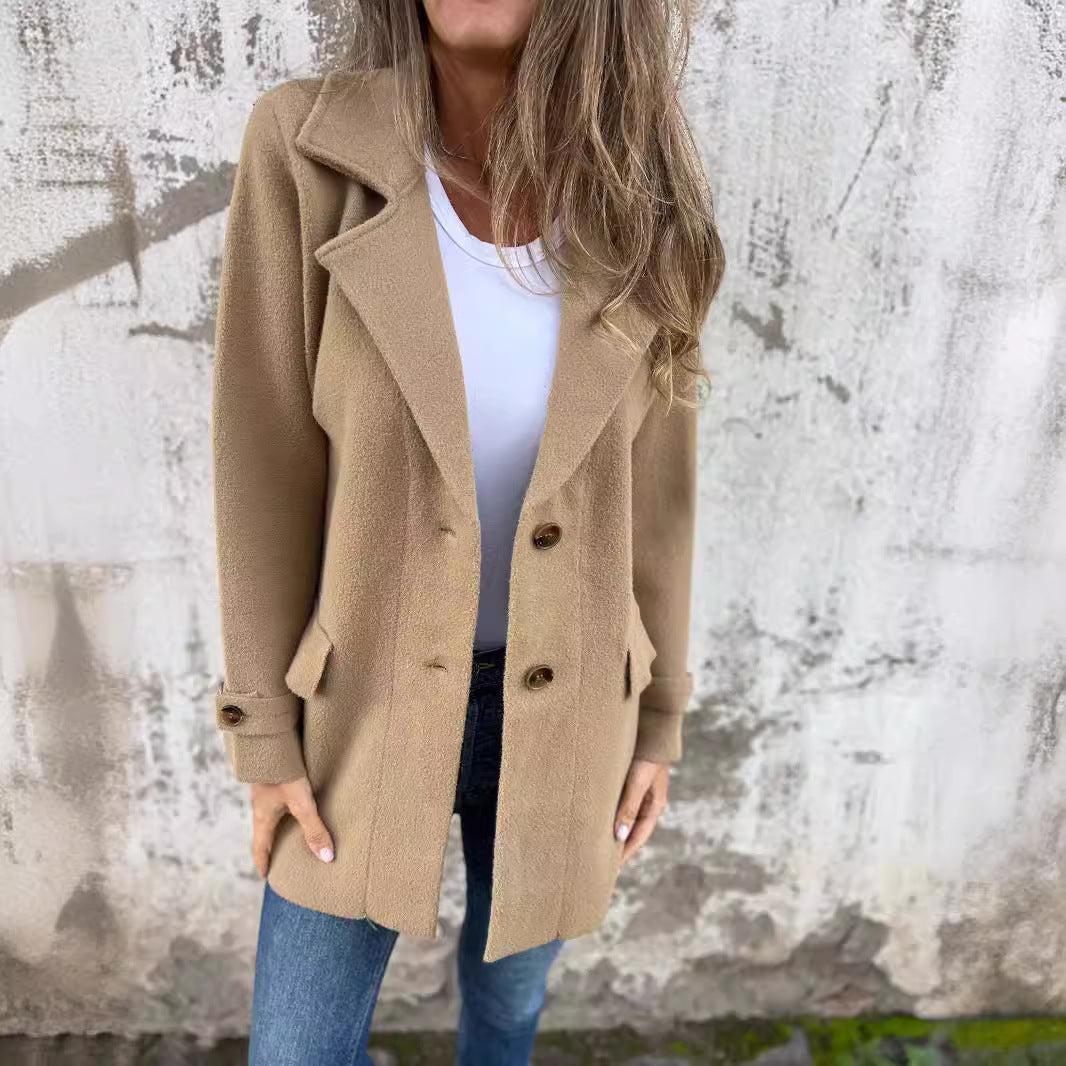 Damen Modischer Oversized-Mantel mit modernen Knopfdetails R&B