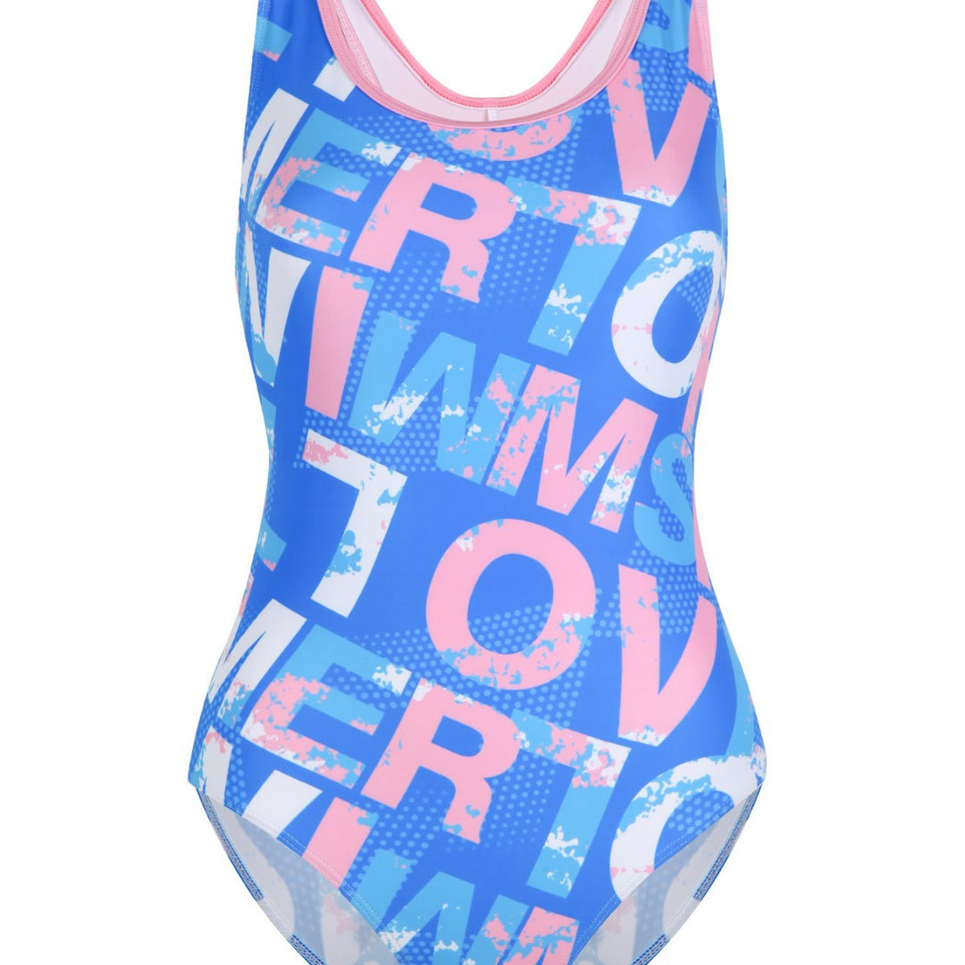 Damen Einteiliger Sportbadeanzug mit grafischem Print R&B