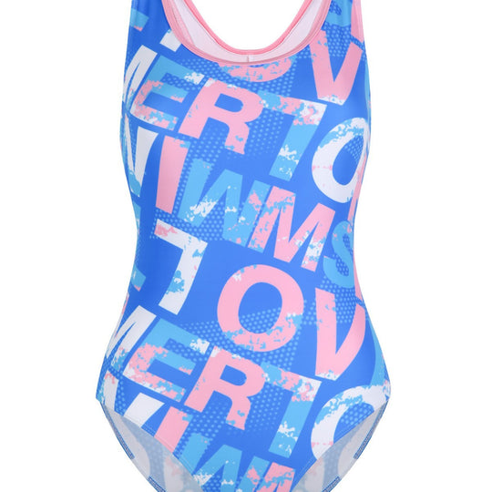 Damen Einteiliger Sportbadeanzug mit grafischem Print R&B