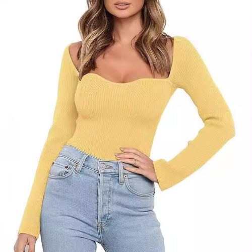 Damen elegante cropped Strickbluse R&B