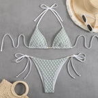 Damen Triangel-Bikini-Set mit verspielten Rüschendetails R&B