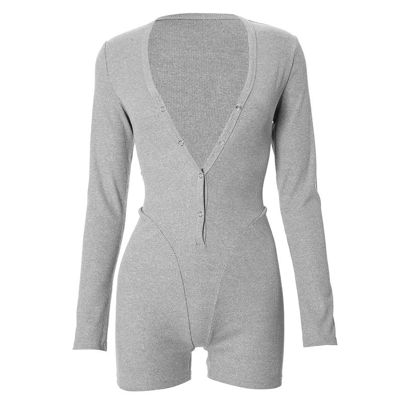 Damen Einteiler mit modernem Schnitt und Knopf-Detail R&B