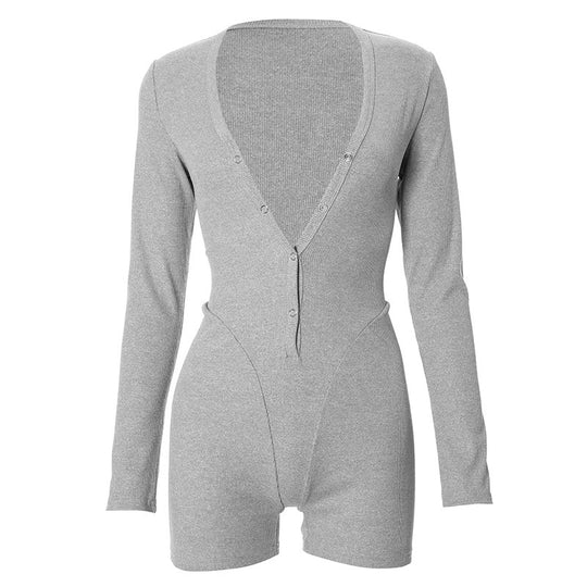 Damen Einteiler mit modernem Schnitt und Knopf-Detail R&B
