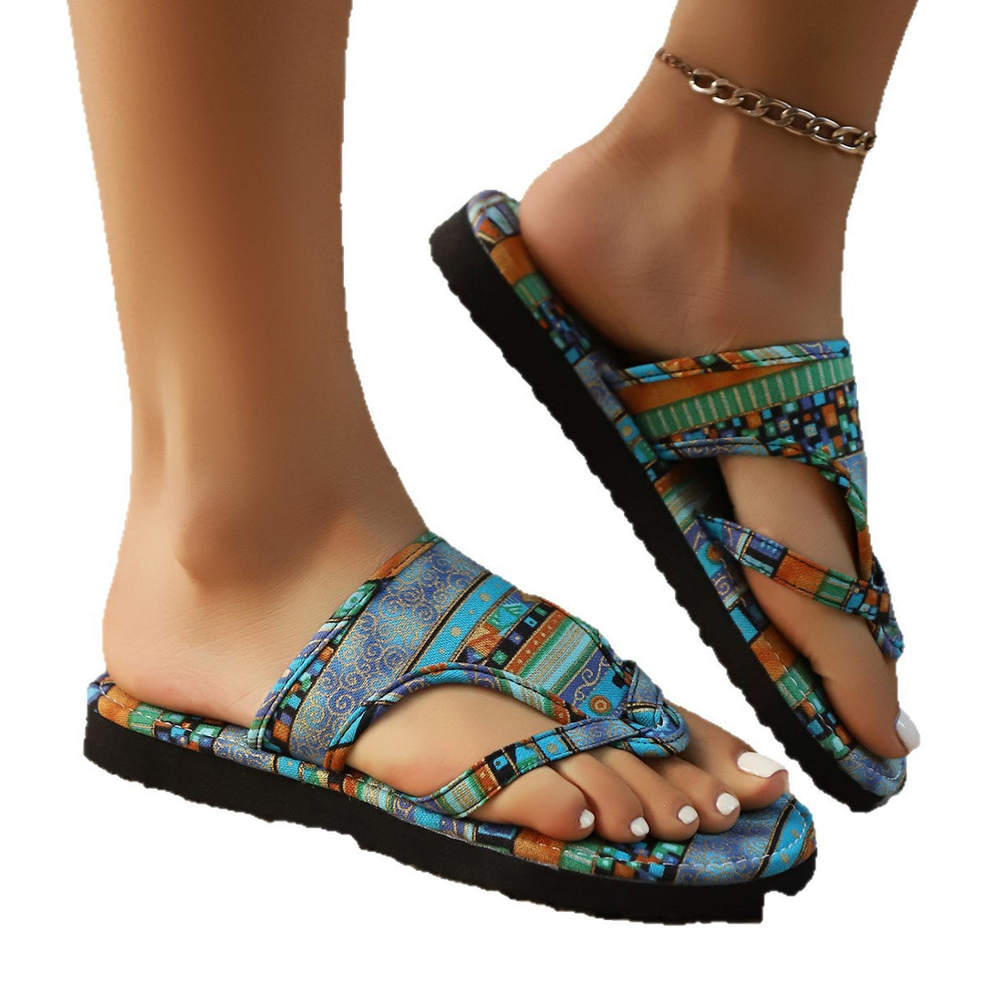 Damen Zehentrenner-Sandalen mit bequemer Fußbettung und modischem Camouflage-Design R&B