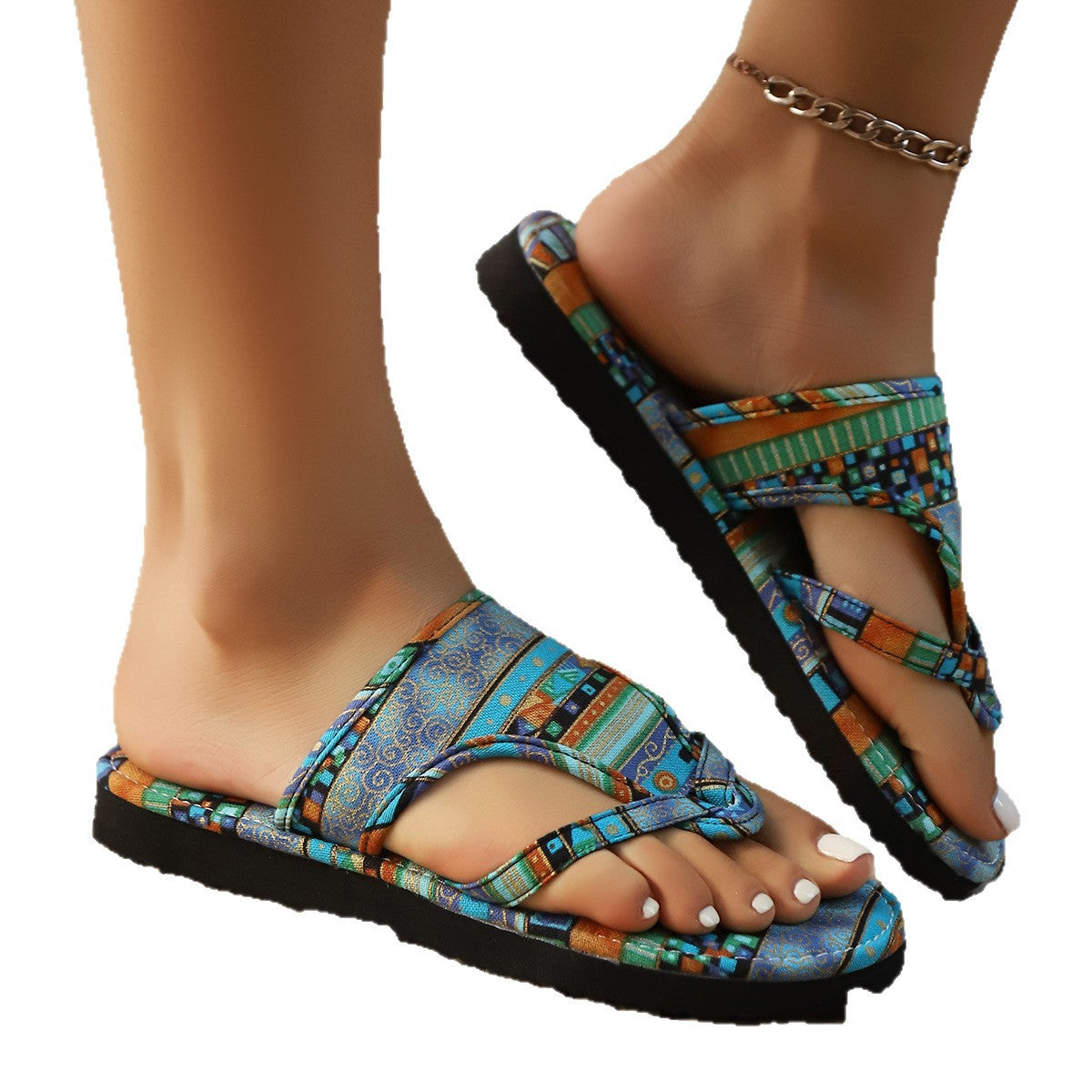Damen Zehentrenner-Sandalen mit bequemer Fußbettung und modischem Camouflage-Design R&B