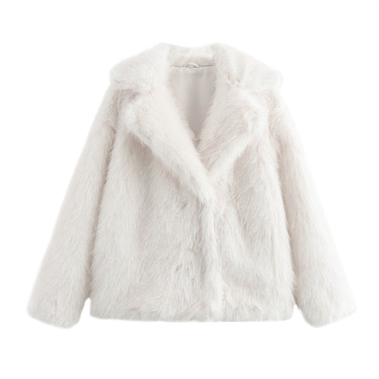 Damen Kuschelige Kunstfelljacke R&B