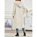 Damen Strickmantel mit Oversized-Kragen und originellen Zopfmuster R&B