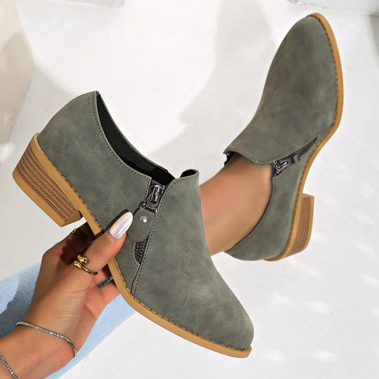 Damen Biker-Stiefeletten mit modischem Reißverschluss und bequemer Sohle R&B
