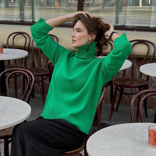 Damen Feinstrickpullover mit hohem Kragen R&B