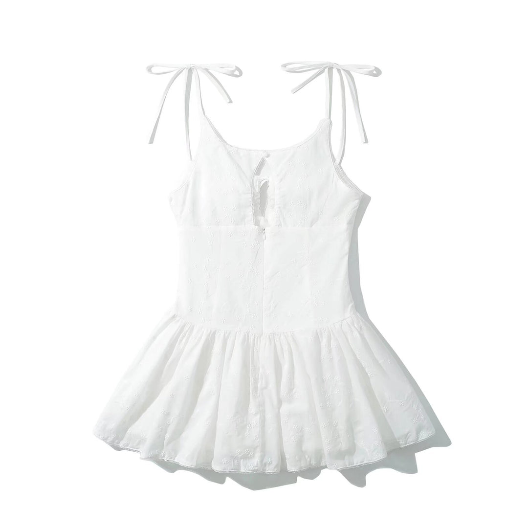 Damen luftiges Sommerkleid mit verstellbaren Spaghettiträgern und Rüschensaum R&B