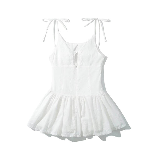 Damen luftiges Sommerkleid mit verstellbaren Spaghettiträgern und Rüschensaum R&B