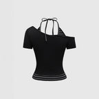 Damen Off-Shoulder Top mit grafischem Design