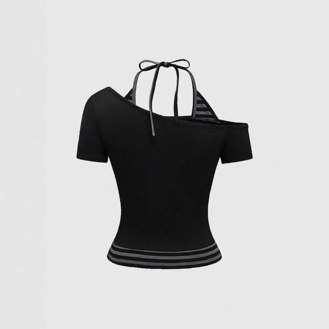 Damen Off-Shoulder Top mit grafischem Design