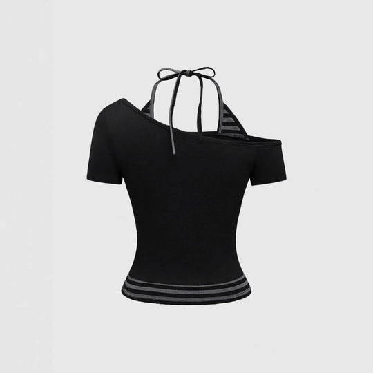 Damen Off-Shoulder Top mit grafischem Design R&B