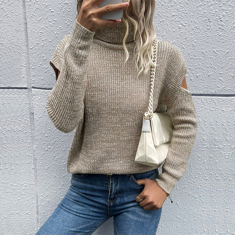 Damen Strickpullover mit schulterfreiem Design R&B