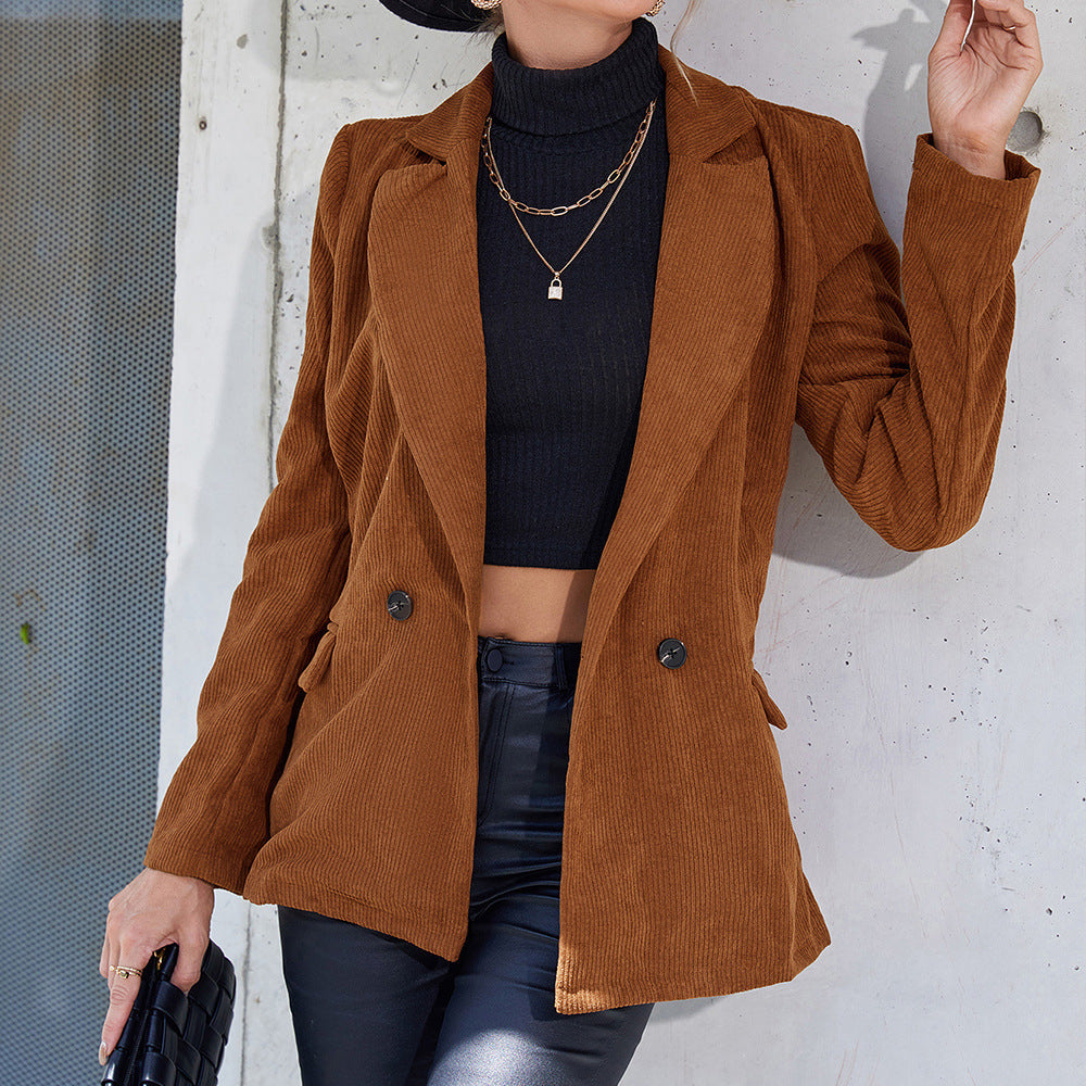 Damen cordjacke mit Doppelkknopfdesign und praktischen Seitentaschen R&B
