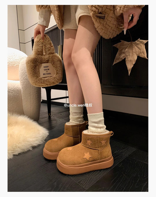 Damen modische Winterboots mit bequemer Sohle und elegantem Sternen-Design R&B