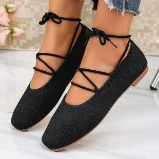 Damen elegante Ballerinas mit geschmackvollem Schnürdesign R&B