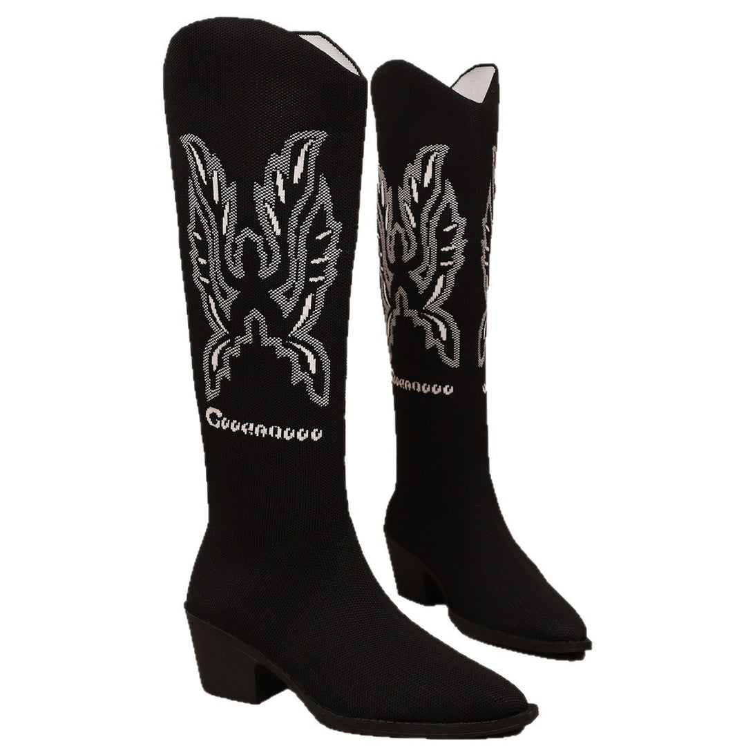 Damen Strumpfstiefel mit kreativem Verzierungsdesign und elegantem Blockabsatz R&B