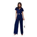 Damen Jumpsuit mit weitem Bein und trendigem Gürtel R&B