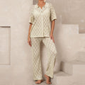 Damen elegantes Strickanzug mit modischem Rautenmuster und lockerer Passform R&B