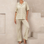 Damen elegantes Strickanzug mit modischem Rautenmuster und lockerer Passform R&B