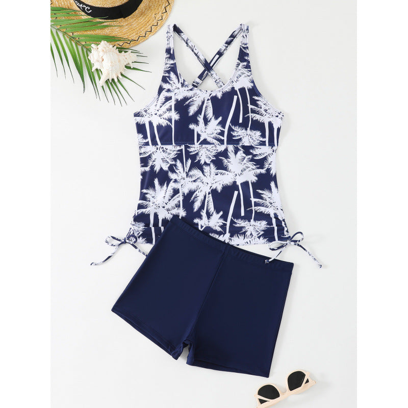 Damen Tankini-Set mit aufregendem Palmenmotiv und verstellbaren Schnüren R&B